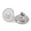 304 Stainless Steel Flat Round with Sun Stud Earrings X-EJEW-D281-24S-2