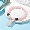Natural Rose Quartz Beaded Stretch Bracelets BJEW-JB10070-03-4