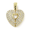 Rack Plating Brass Micro Pave Clear Cubic Zirconia Pendants KK-E114-06G-1