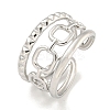 Non-Tarnish 304 Stainless Steel Ssquare Chain Open Cuff Ring for Women RJEW-A043-28P-1
