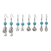Synthetic Turquoise Beaded Dangle Earrings EJEW-JE05496-1