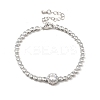 Clear Cubic Zirconia Flat Round Link Bracelet with Tennis Chains BJEW-C030-01P-1