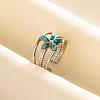 304 Stainless Steel Flower Cuff Rings WH9227-3-1