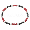 1Pc Polymer Clay Rhinestone Round Beaded Stretch Necklaces NJEW-SP0001-14B-1