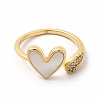 Natural Shell Heart Open Cuff Ring with Cubic Zirconia KK-A180-46G-1
