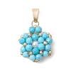 Dyed Natural Magnesite Faceted Round Cluster Flower Pendants PALLOY-MZ01197-05-1