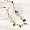 Brass Pave Colorful Cubic Zirconia Geometric Link Chain Necklaces NJEW-C111-03A-2