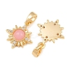 Brass Micro Pave Clear Cubic Zirconia with Rose Quartz Charms KK-CBA2DE6-10G-01-2