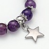 Natural Mixed Stone Beaded Star Charm Stretch Bracelets BJEW-JB01981-3