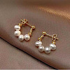 Alloy Plastic Imitation Pearl Round Hoop Earrings FS-WG1FEF0-01-4