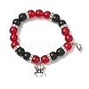 2Pcs 10mm Round Blue Cat Eye & Red Glass & Black Glass Beaded Stretch Bracelet Sets for Lover BJEW-JB10325-04-3