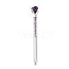 Raw Natural Amethyst Chip on Top Ball-Point Pen AJEW-G063-01F-1