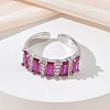 Brass Micro Pave Cubic Zirconia Cuff Open Rings for Women RJEW-L343-16P-02-2
