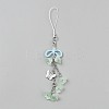 Lily of the Valley Handmade Lampwork & Alloy Butterfly Pendant Decorations HJEW-WH20021-06B-1