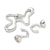 Brass Micro Pave Green Cubic Zirconia Fold Over Clasps KK-U059-37P-2