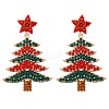 Christmas Trees with Star Alloy Dangle Stud Earrings for Women EJEW-Z078-03A-2