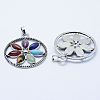 Vintage Chakra Jewelry Alloy Bezel Gemstone Pendants G-M039-03-3