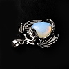 Opalite Heart Pendants KK-K331-01AS-03-5