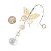 Glass Beads & 201 Stainless Steel Butterfly Hanging Suncatchers HJEW-JM04761-02-3