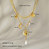 304 Stainless Steel with Natural Freshwater PearlDouble Layer Necklaces FS-WG7985A-14-1