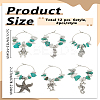 12Pcs 6 Style Synthetic Turquoise Wine Glass Charms AJEW-LP00015-2