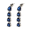 Rack Plating Platinum Tone Brass Glass Studs Earrings for Women EJEW-H310-01P-02-1