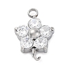 304 Stainless Steel Micro Pave Cubic Zirconia Flower Connector Charms STAS-U042-01P-02-1