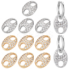 BENECREAT 12Pcs 2 Colors Brass Micro Pave Clear Cubic Zirconia Connector Charms KK-BC0010-28-1