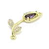 Rack Plating Brass Micro Pave Clear Cubic Zirconia Flower Connertor Charms KK-Z043-03D-2
