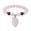 Natural Rose Quartz Beaded Stretch Bracelets BJEW-JB10070-03-1