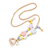 Ceramics Starfish Fish & Resin Shell Shape Pendant Adjustable Cotton Cord Necklaces for Women LS-NJEW-Z100-01A-G-2