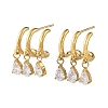 304 Stainless Steel Cubic Zirconia Dangle Stud Earrings for Women SA-CBA183D-11B-G-2