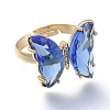 Adjustable Brass Glass Finger Rings RJEW-P148-A01-06-2