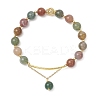Natural Indian Agate Round Beaded Bracelets BJEW-JB11925-01-2