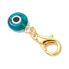 10Pcs Flat Round Handmade Evil Eye Lampwork Pendant Decorations HJEW-JM03489-02-5