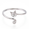 Rhodium Plated 925 Sterling Silver Micro Pave Cubic Zirconia Open Cuff Ring Settings STER-T007-128P-2
