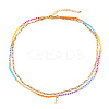 Colorful Glass Seed Beaded Initial Pendant Double Layer Necklaces QS3881-6-1