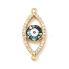 Brass Micro Pave Clear Cubic Zirconia Enamel Horse Eye Connector Charms KK-H534-02G-01-1