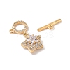 Golden Brass Micro Pave Clear Cubic Zirconia Toggle Clasps KK-B100-040G-01-3