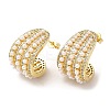 Rack Plating Brass Arch Stud Earrings with ABS Imitation Pearl Beaded EJEW-R152-05G-1