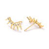 Clear Cubic Zirconia Curved Bar Stud Earrings EJEW-C023-06G-2