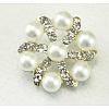 Acrylic Pearl & Rhinestone Shank Buttons BUTT-WH0003-09-1