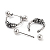 Crown 316 Surgical Stainless Steel Shield Barbell Hoop Earrings EJEW-Z050-53AS-2