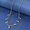 Brass Micro Pave Clear Cubic Zirconia Star Pendant Necklaces NJEW-B157-04G-4