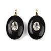 Natural Obsidian & Cubic Zirconia Pendants G-Z076-01G-12-1