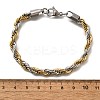 304 Stainless Steel Rope Chain Bracelets for Women BJEW-C091-03B-GP-5
