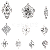 60Pcs 10 Styles Tibetan Style Alloy Flower Connector Charms FIND-YW0010-22-1