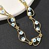 Brass Enamel Flat Round Evil Eye Link Chain Bracelets for Women BJEW-G764-01G-03-2