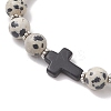 Natural Dalmatian Jasper & Synthetic Turquoise Beads Bracelets BJEW-JB13232-3