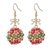 Glass Seed Bead with 304 Stainless Steel Christmas Dangle Earrings EJEW-MZ00534-2